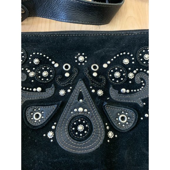 Fossil Suede Bohemian Large Studded Crossbody Bag - Picture 2 of 11